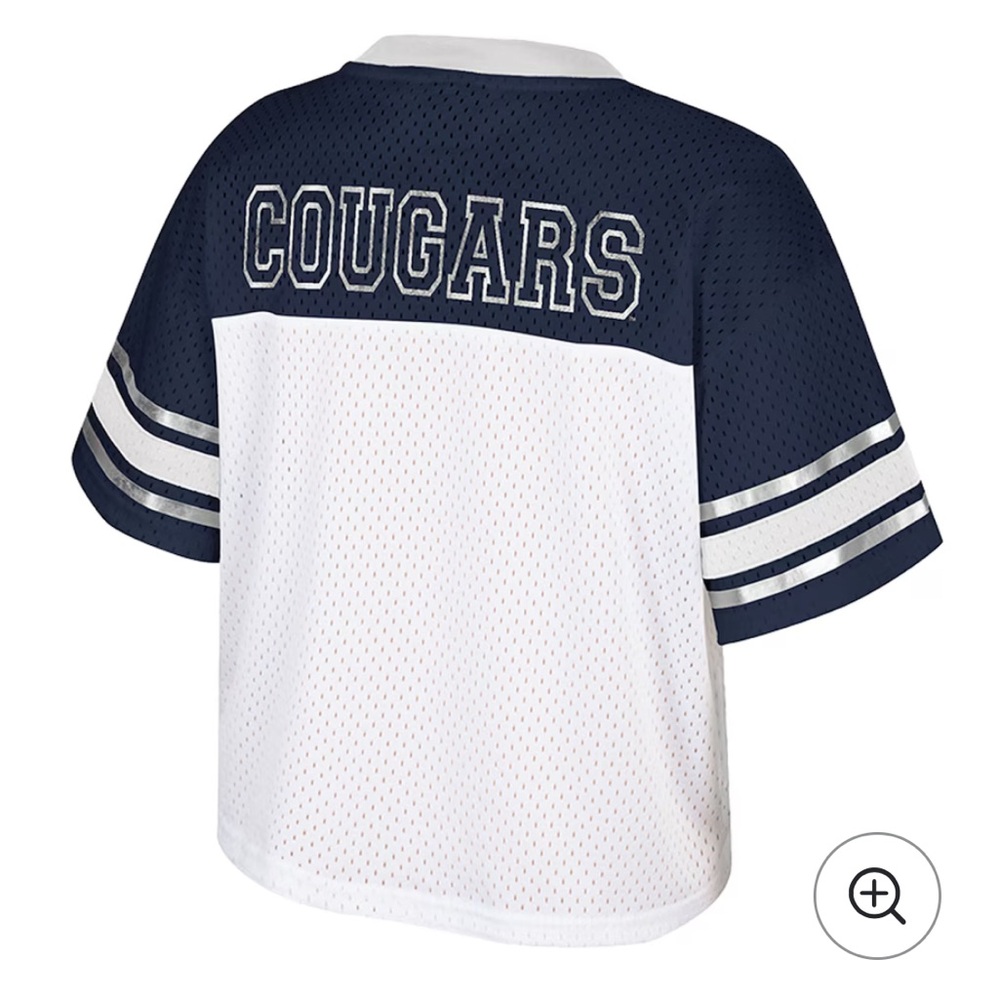 BYU COUGARS Colosseum Jersey WOMEN FOOTBALL UNIFORM SHIRT TREASURE CROPPED CROP - Picture 2 of 8
